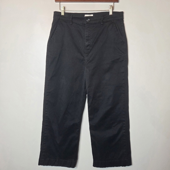 KOTN Egyptian Cotton Crop Wide Leg Trouser Black, Sz 12 - Picture 1 of 9